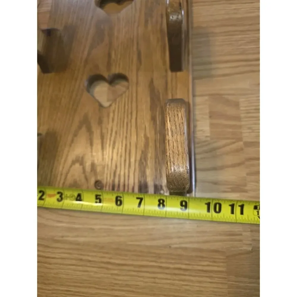 Vtg Wood Heart Cut Out Hair Tool Holder Curling Iron Blow Dryer Bathroom Display
